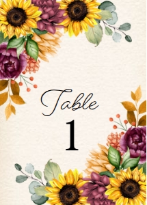 Autumn Sunflower Table Number: Autumn Sunflower Table Number