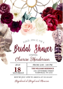 Burgundy Boho Bridal Shower Invitation: Burgundy Boho Bridal Shower Invitation (Bundle)