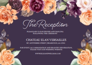 Peach Plum Floral Reception Insert (Dark): Peach Plum Floral Wedding Invitation -3 (Dark) Bundle