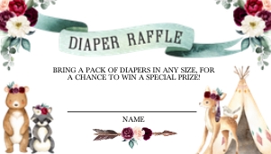 Burgundy Boho Woodland Diaper Raffle Insert: Burgundy Boho Woodland Diaper Raffle