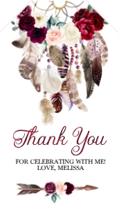 Burgundy Boho Favor Tag -1: Burgundy Boho Wild One Birthday Invitation -1 (Bundle)