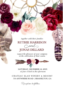 Burgundy Boho Wedding Invitation: Burgundy Boho Wedding Invitation