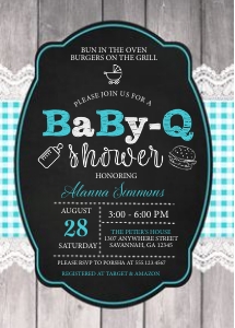 Baby-Q Shower Invitation - Boy: Baby-Q Baby Shower Invitation - Boy
