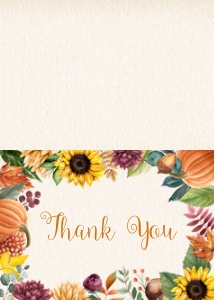 Autumn Sunflower Thank You (Folded): Autumn Sunflower Birthday Invitation (Bundle)