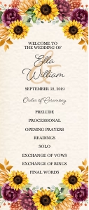 Autumn Sunflower Program (Front & Back): Autumn Sunflower Wedding Program