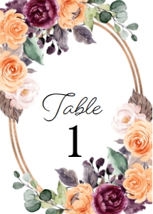 Peach Plum Floral Table Number: Peach Plum Floral Table Number