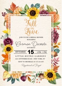 Autumn Sunflower Bridal Shower Invitation -1: Autumn Sunflower Bridal Shower Invitation -1 (Bundle)