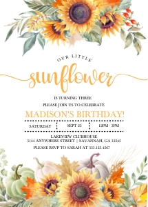 Sunflower Birthday Invitation -2: Sunflower Birthday Invitation -2