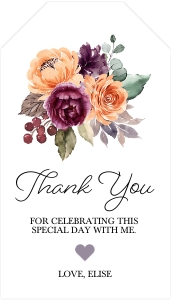 Peach Plum Floral Favor Tag: Peach Plum Floral Favor Tag