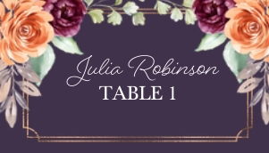 Peach Plum Floral Place Card (Dark): Peach Plum Floral Place Card (Dark)