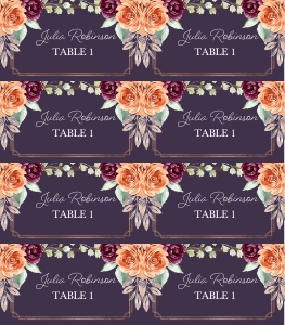 Peach Plum Floral Place Card (Dark): Peach Plum Floral Place Card (Dark)