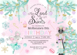 Land of Sweets Birthday Invitation -4: Land of Sweets Birthday Invitation -4