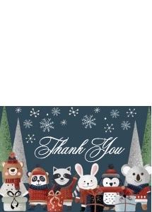 Christmas Forest Friends Thank You (Folded): Christmas Forest Friends Birthday Invitation (Bundle)