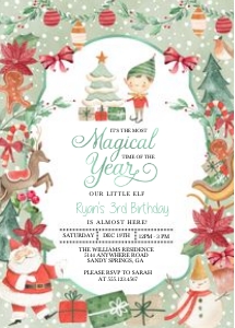 Christmas Elf Birthday Invitation -Boy: Christmas Elf Birthday Invitation -Boy