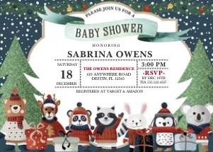 Christmas Forest Friends Baby Shower Invitation -2: Christmas Forest Friends Baby Shower Invitation -2 (Bundle)