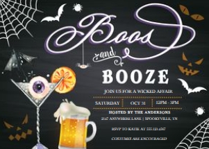 Boos and Booze Halloween Invitation-1: Boos and Booze Halloween Invitation-1