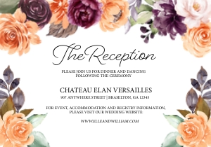 Peach Plum Floral Reception Insert: Peach Plum Floral Wedding Invitation -1 (Bundle)
