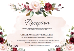 Burgundy Floral Reception Insert: Burgundy Floral Wedding Invitation -1 (Bundle)