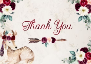 Burgundy Boho Thank You -2: Burgundy Boho Baby Shower Invitation -2 (Bundle)