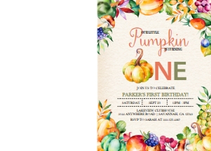 Colorful Harvest Pumpkin Birthday Invitation -1 (Photo): Colorful Harvest First Birthday Photo Invitation -1 (Bundle)
