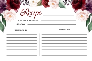 Burgundy Recipe Instructions -1: Burgundy Floral Bridal Shower Invitation (Bundle