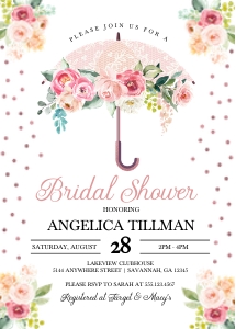 Pink Garden Umbrella Bridal Shower Invitation: Pink Garden Bridal Shower Invitation -1 (Bundle)