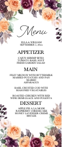 Peach Plum Floral Wedding Menu: Peach Plum Floral Wedding Menu