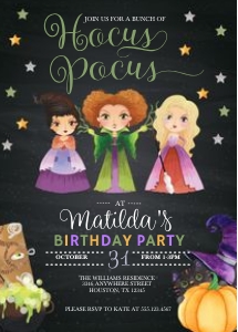 Hocus Pocus Birthday Party Invitation: Hocus Pocus Birthday Party Invitation