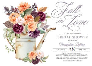 Peach Plum Floral Bridal Shower Invitation -3: Peach Plum Floral Bridal Shower Invitation -3