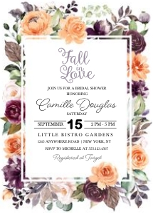 Peach Plum Floral Bridal Shower Invitation -2: Peach Plum Floral Bridal Shower Invitation -2 (Bundle)