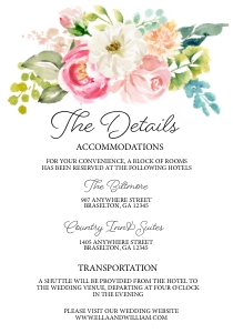 Pink Garden Details Insert -1: Pink Garden Wedding Invitation -1(Bundle)