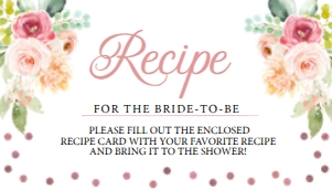 Pink Garden Recipe Insert -1: Pink Garden Bridal Shower Invitation -1 (Bundle)