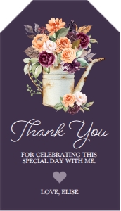 Peach Plum Floral Favor Tag - 2 (Dark): Peach Plum Floral Favor Tag -2 (Dark)