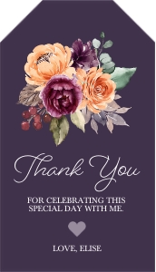 Peach Plum Floral Favor Tag (Dark): Peach Plum Floral Favor Tag -1 (Dark)