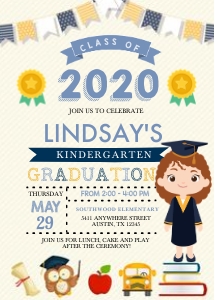 Character Girl Graduation Invitation -2: Character Girl Graduation Invitation -2