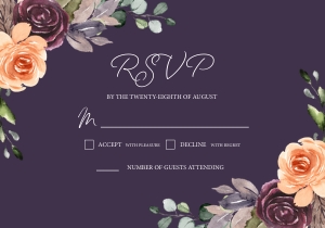 Peach Plum Floral RSVP Insert (Dark): Peach Plum Floral Wedding Invitation -3 (Dark) Bundle