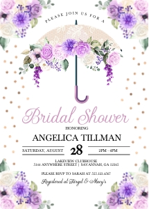 Purple Umbrella Bridal Shower Invitation: Purple Umbrella Bridal Shower Invitation