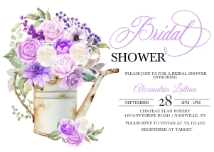 Purple Spring Floral Bridal Shower Invitation -3 design preview