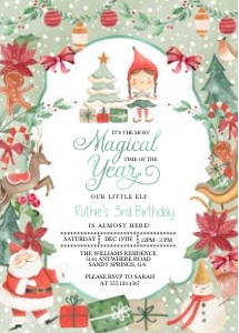 Christmas Elf Birthday Invitation -Girl: Christmas Elf Birthday Invitation -Girl