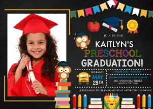 Preschool Graduation Photo Invitation -3: Preschool Graduation Photo Invitation -3