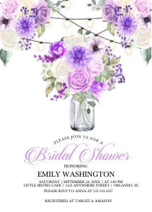 Purple Spring Floral Bridal Shower Invitation -2: Purple Spring Floral Bridal Shower Invitation -2