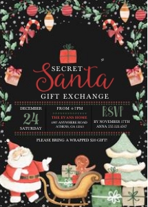 Secret Santa Christmas Party Invitation -4: Secret Santa Christmas Invitation -4
