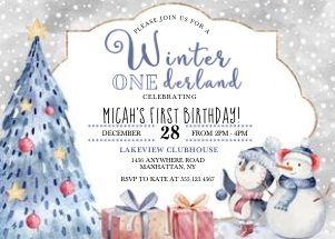 Little Penguin Winter Onederland Invitation -1: Little Penguin Winter Onederland Invitation -1