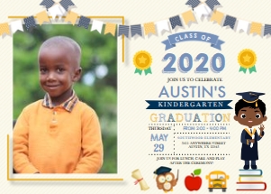 Character Boy Graduation Photo Invitation -5: Character Boy Graduation Photo Invitation -5