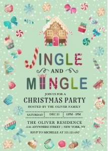 Candy Christmas Jingle and Mingle Invitation -3: Candy Christmas Jingle and Mingle Invitation -3