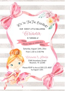 Ballerina Birthday Invitation Pink -6: Ballerina Birthday Invitation Pink-6