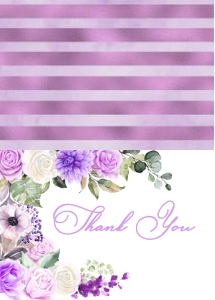 Purple Spring Floral Thank You Card -2 (Folded): Purple Spring Floral Quinceanera Invitation -1 (Bundle)