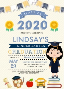 Character Girl Graduation Invitation -3: Character Girl Graduation Invitation -3