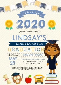 Character Girl Graduation Invitation -4: Character Girl Graduation Invitation -4
