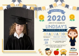 Character Girl Graduation Photo Invitation -2: Character Girl Graduation Photo Invitation -2